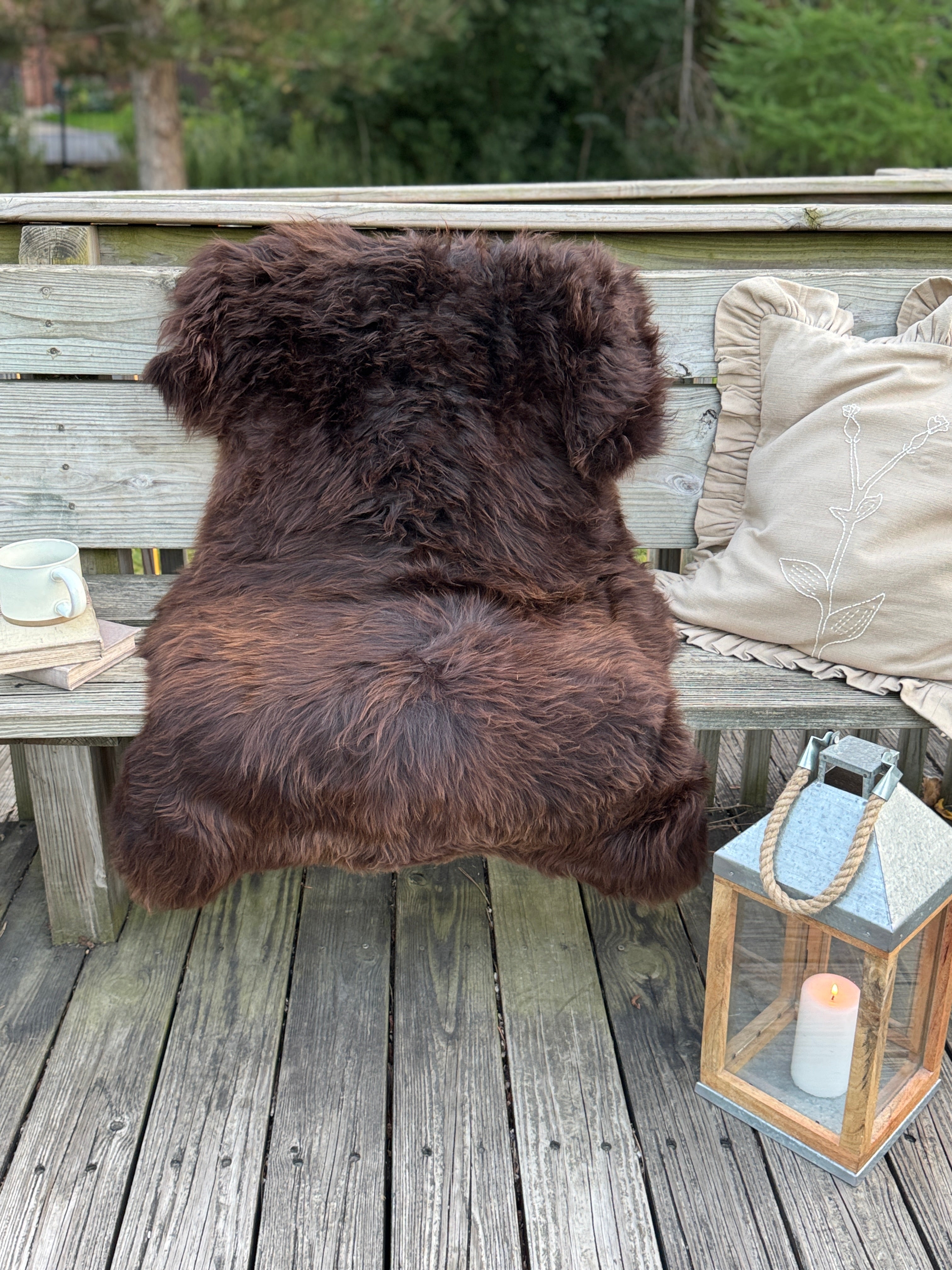 Follkee Beautiful Brown Iceland SHEEPSKIN rug Sheepskin Throw Fur Rug