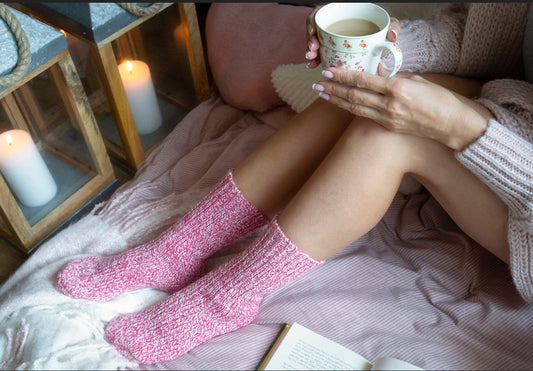 Follkee Unisex Merino Wool Pink Socks Perfect Spring Hiking a Great Gift Idea