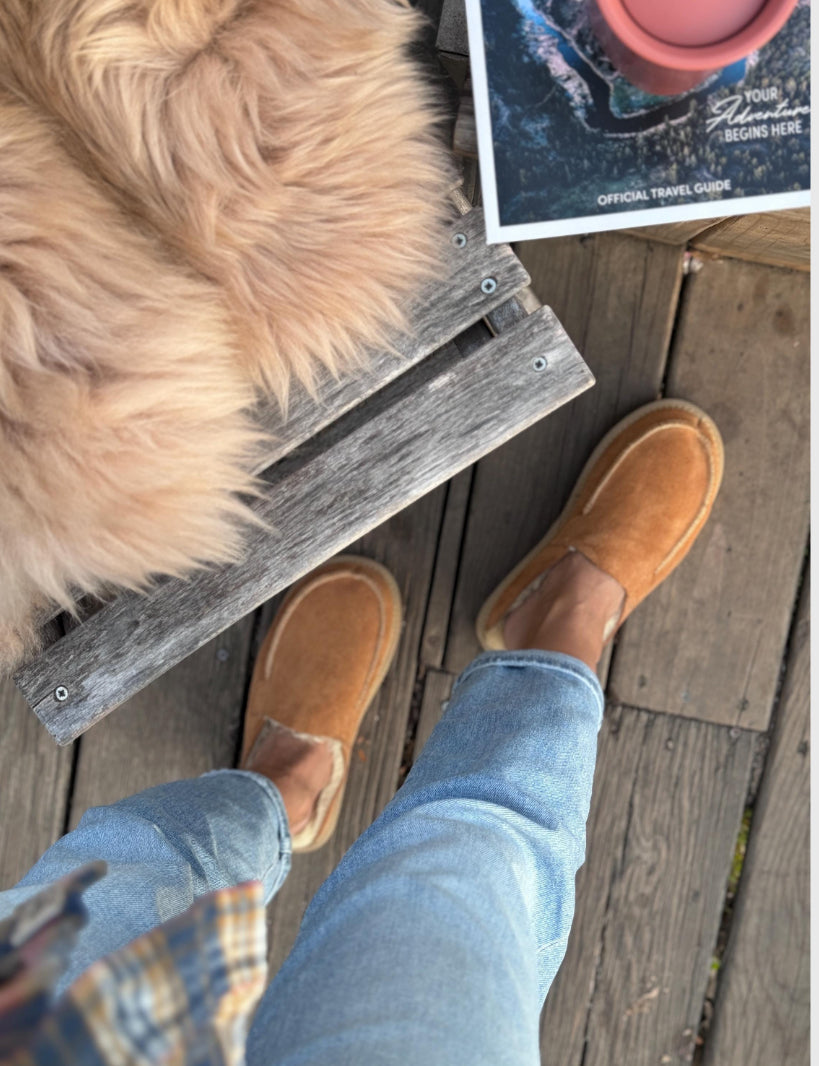 Follkee Slippers Sheep Skin Wool Lined Slip On House Shoes for Mens and Womans