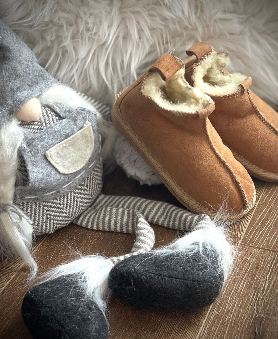 Follkee Kids Slippers House Shoes Handcrafted Wool 100% Leather