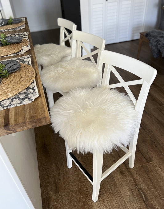Chair Pad Stool Pad Round | Scandinavian Decor | Seat Pad Snow White | Icelandic Style | Trendy | Cozy