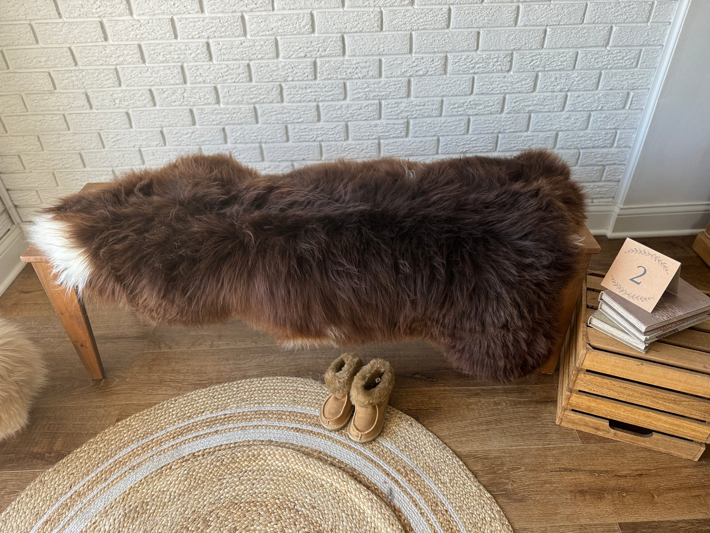 Follkee SheepSkin Rug American Jacob, Premium Quality Sheepskin Blanket, Australian SheepSkin, Soft Sheepskin