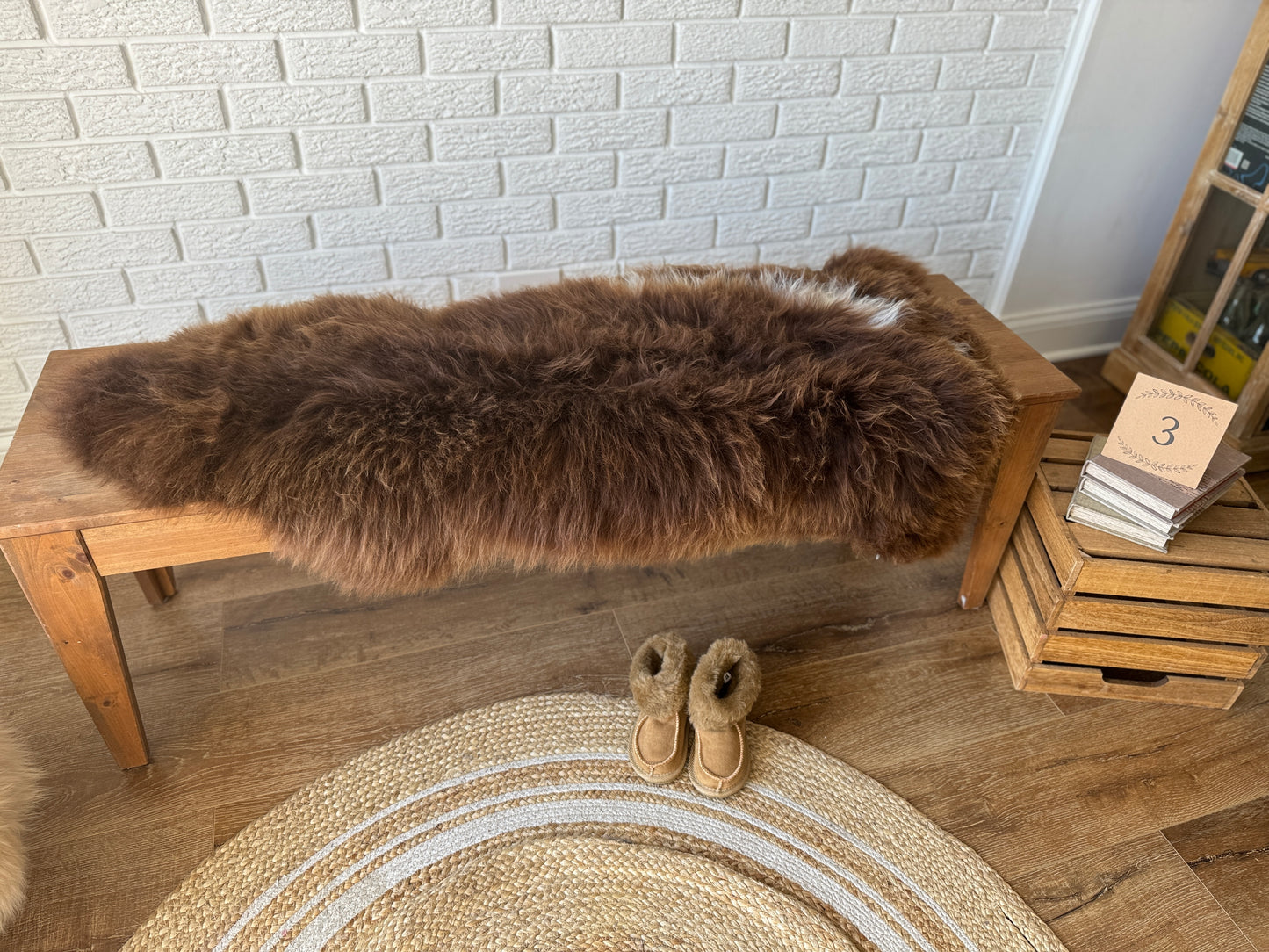 Follkee SheepSkin Rug American Jacob, Premium Quality Sheepskin Blanket, Australian SheepSkin, Soft Sheepskin