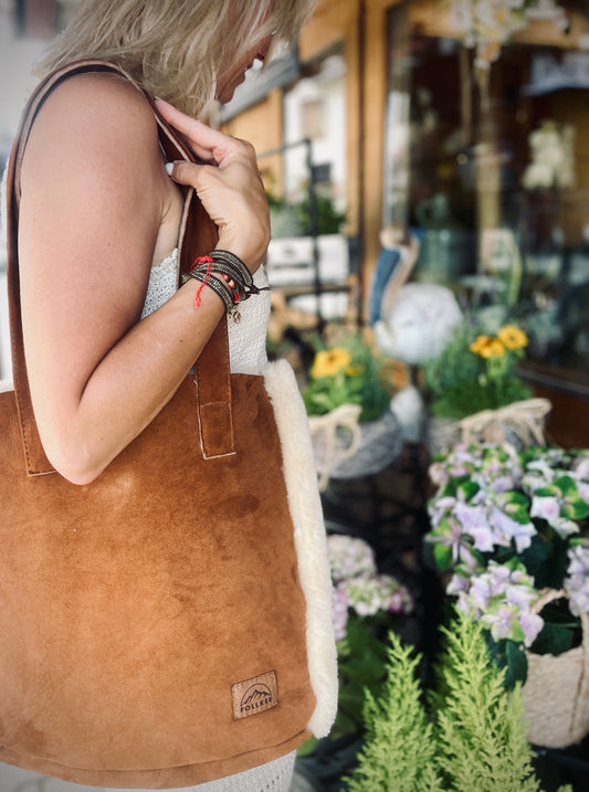 Nati Shoppers Bag – Handmade Sheepskin Tote, Market Bag, Eco-Friendly, Gift for Her