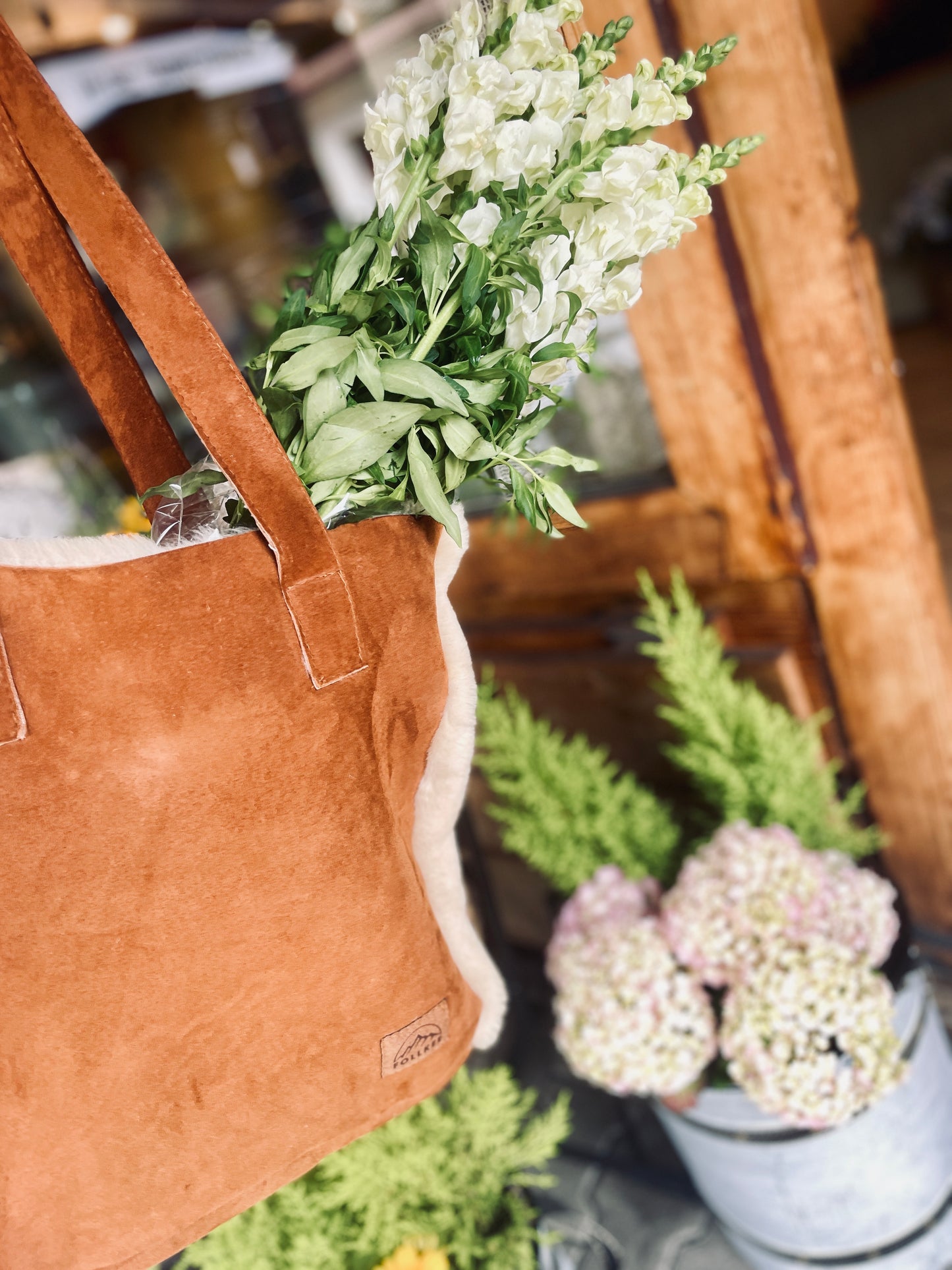 Nati Shoppers Bag – Handmade Sheepskin Tote, Market Bag, Eco-Friendly, Gift for Her