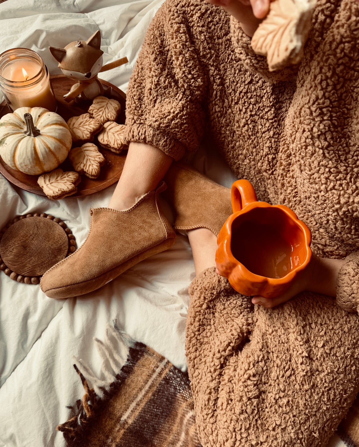 Follkee Kids Santa Bambosh Beige Indoor Barefoot Slipper