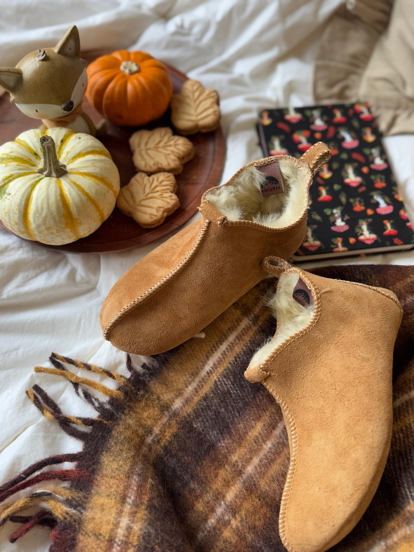 Follkee Kids Santa Bambosh Beige Indoor Barefoot Slipper