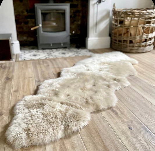 Follkee TWO PELT  Sheepskin, Champagne Beige Two Pelt Icelandic Australian Sheepskin, natural sheepskin, real sheepskin rug