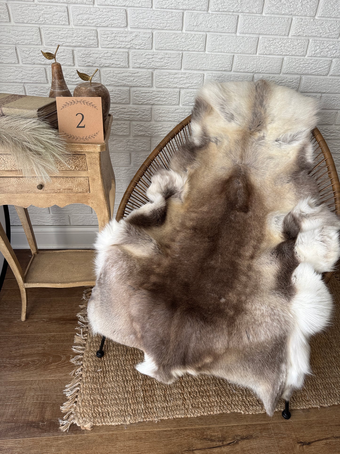 Authentic Reindeer Hide – Luxuriously Large with Natural Dark Markings | Natural Rug REN