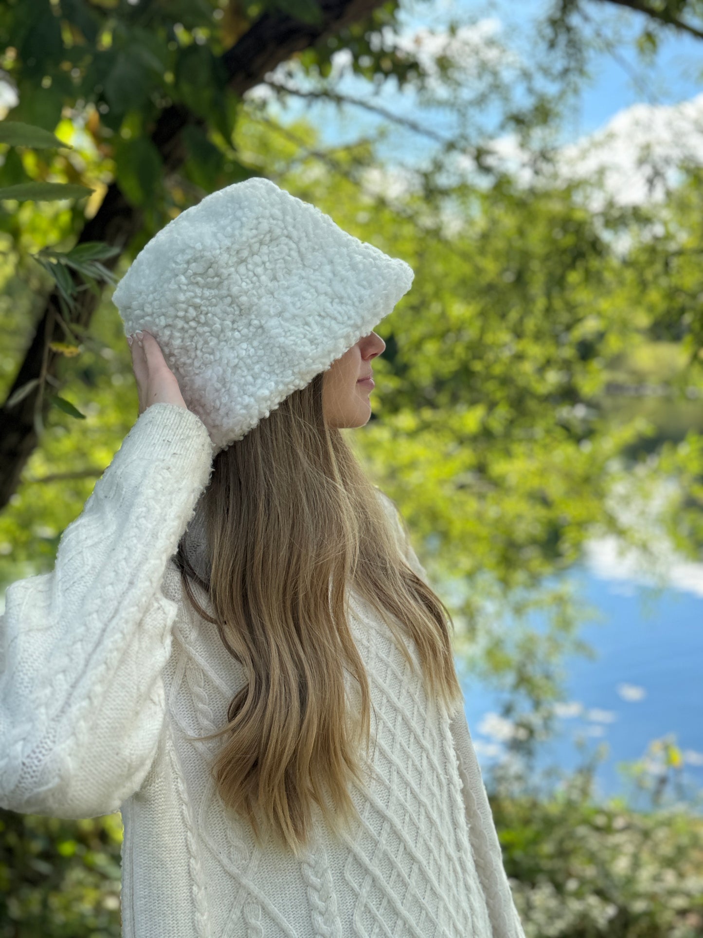 Trendy Wool Sheepskin Hat for Women – Cozy Winter Style, Natural Materials, Handmade Gift
