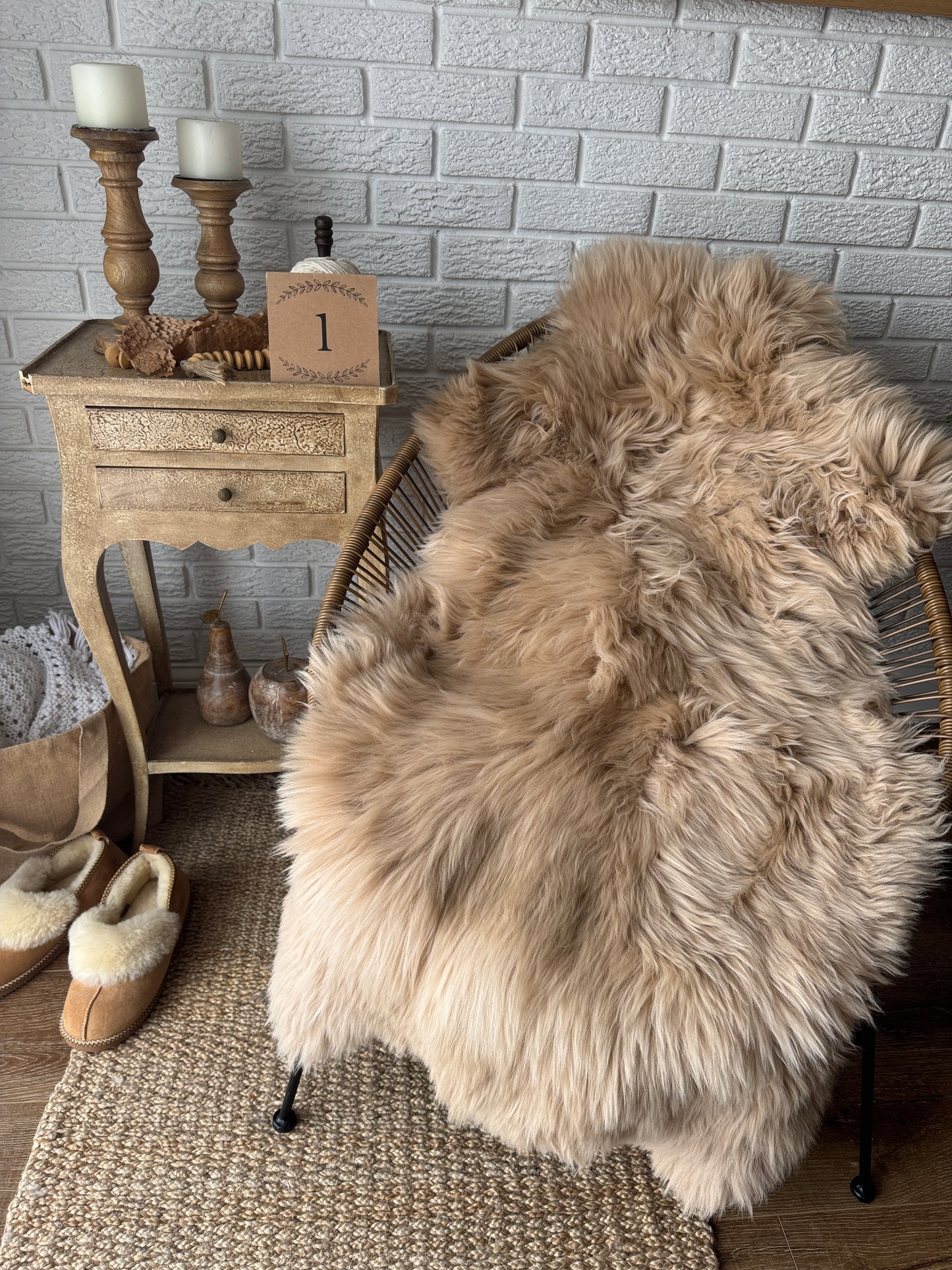 One‑of‑a‑Kind Genuine Sheepskin Rug | Natural, Eco‑Frendly, Handmade Sheepskin throw IMP2