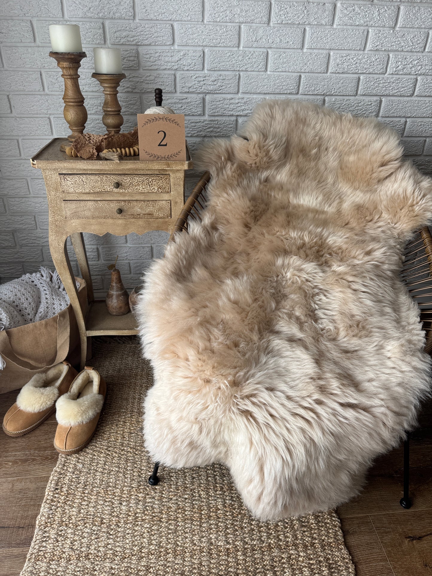 One‑of‑a‑Kind Genuine Sheepskin Rug | Natural, Eco‑Frendly, Handmade Sheepskin throw IMP2