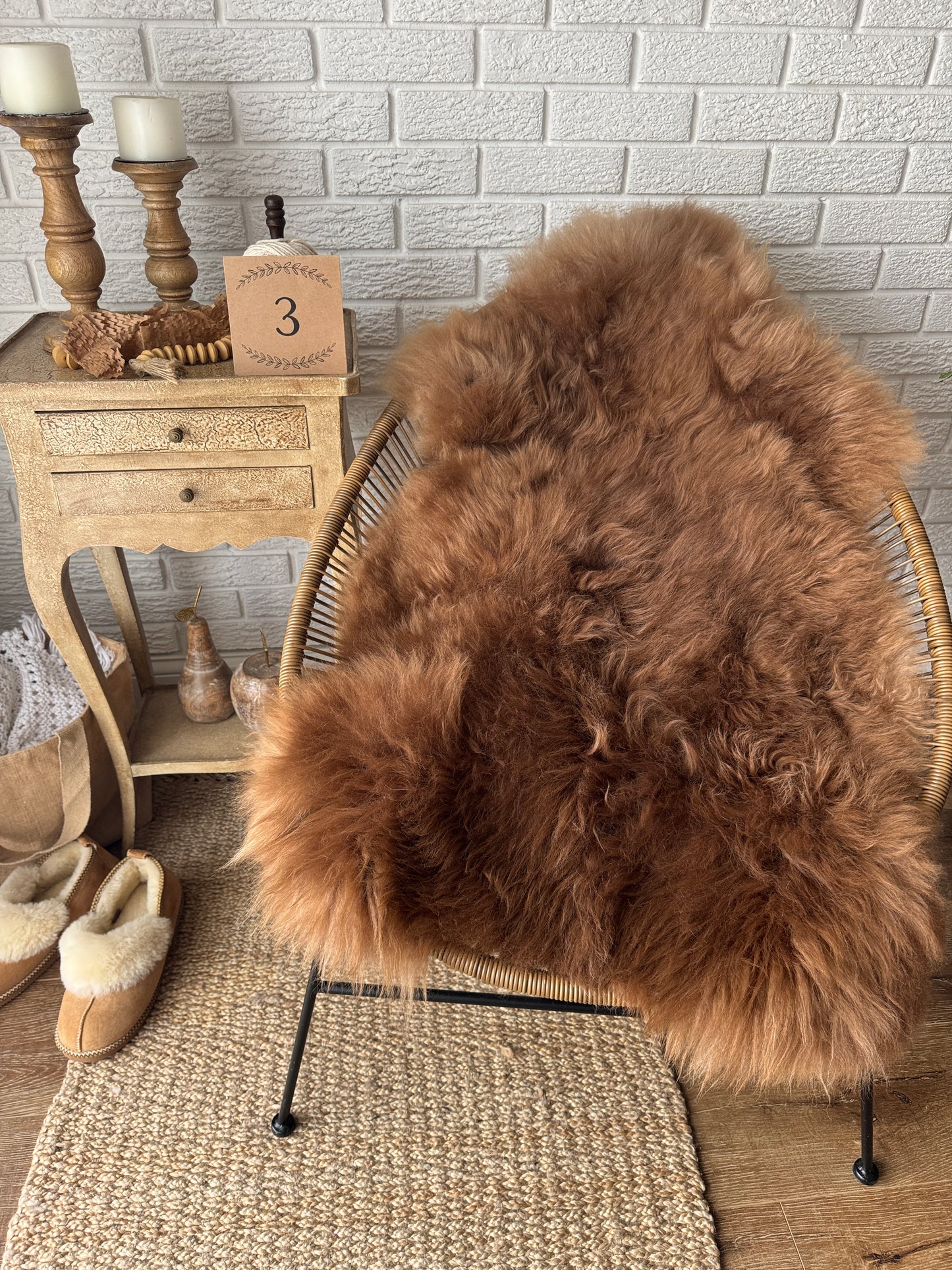 One‑of‑a‑Kind Genuine Sheepskin Rug | Natural, Eco‑Frendly, Handmade Sheepskin throw IMP2