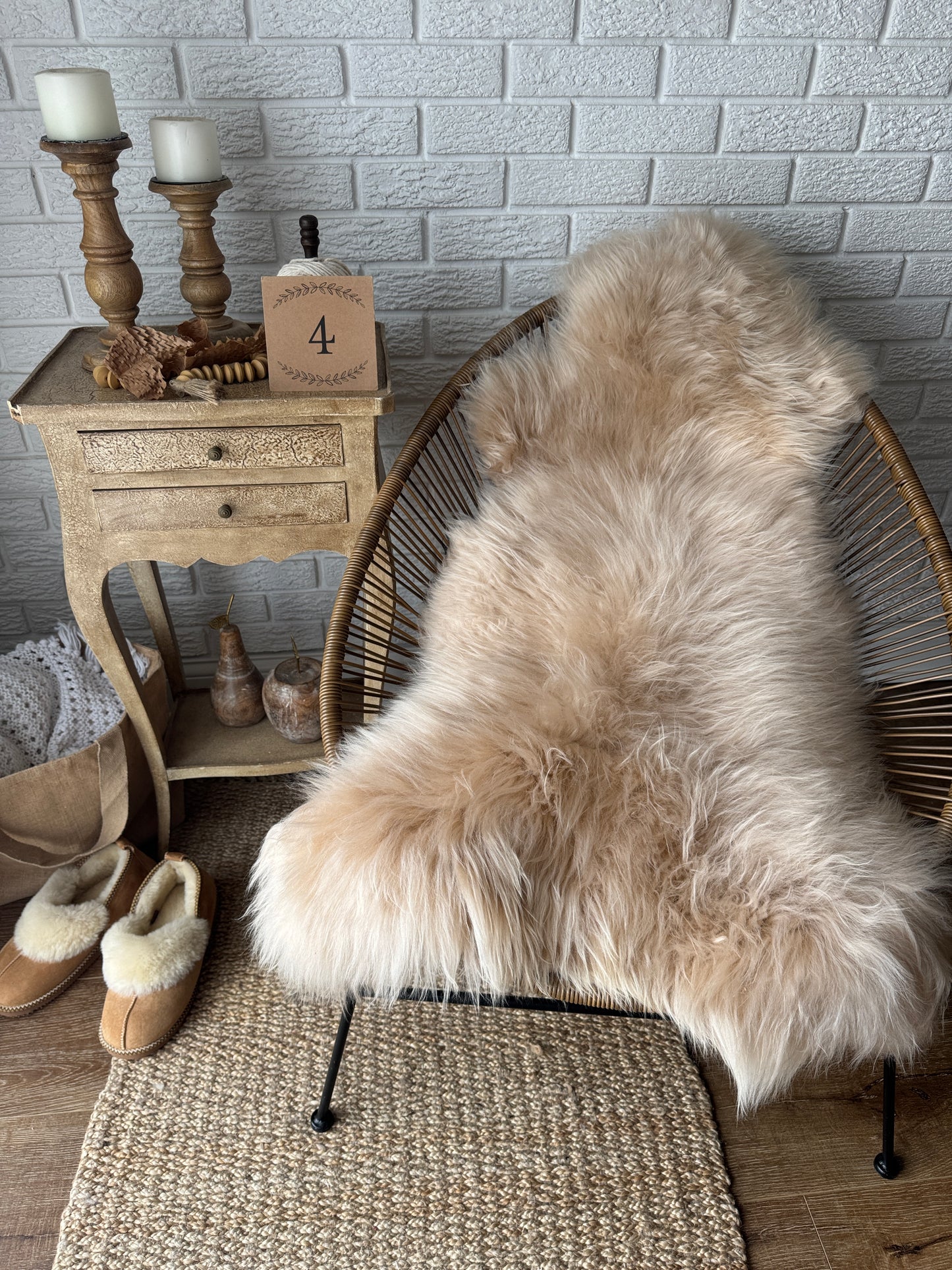 One‑of‑a‑Kind Genuine Sheepskin Rug | Natural, Eco‑Frendly, Handmade Sheepskin throw IMP2