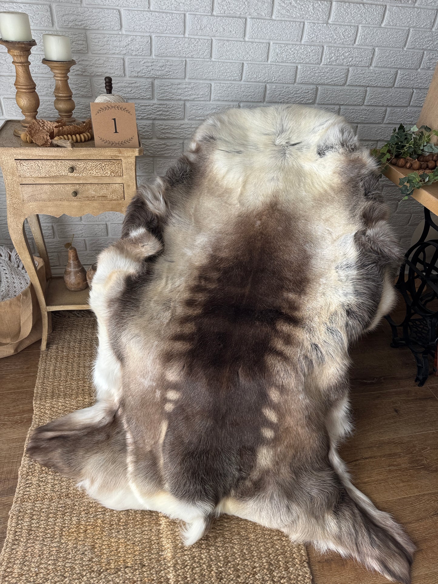 Authentic Reindeer Hide – Luxuriously Large with Natural Dark Markings | Natural Rug REN