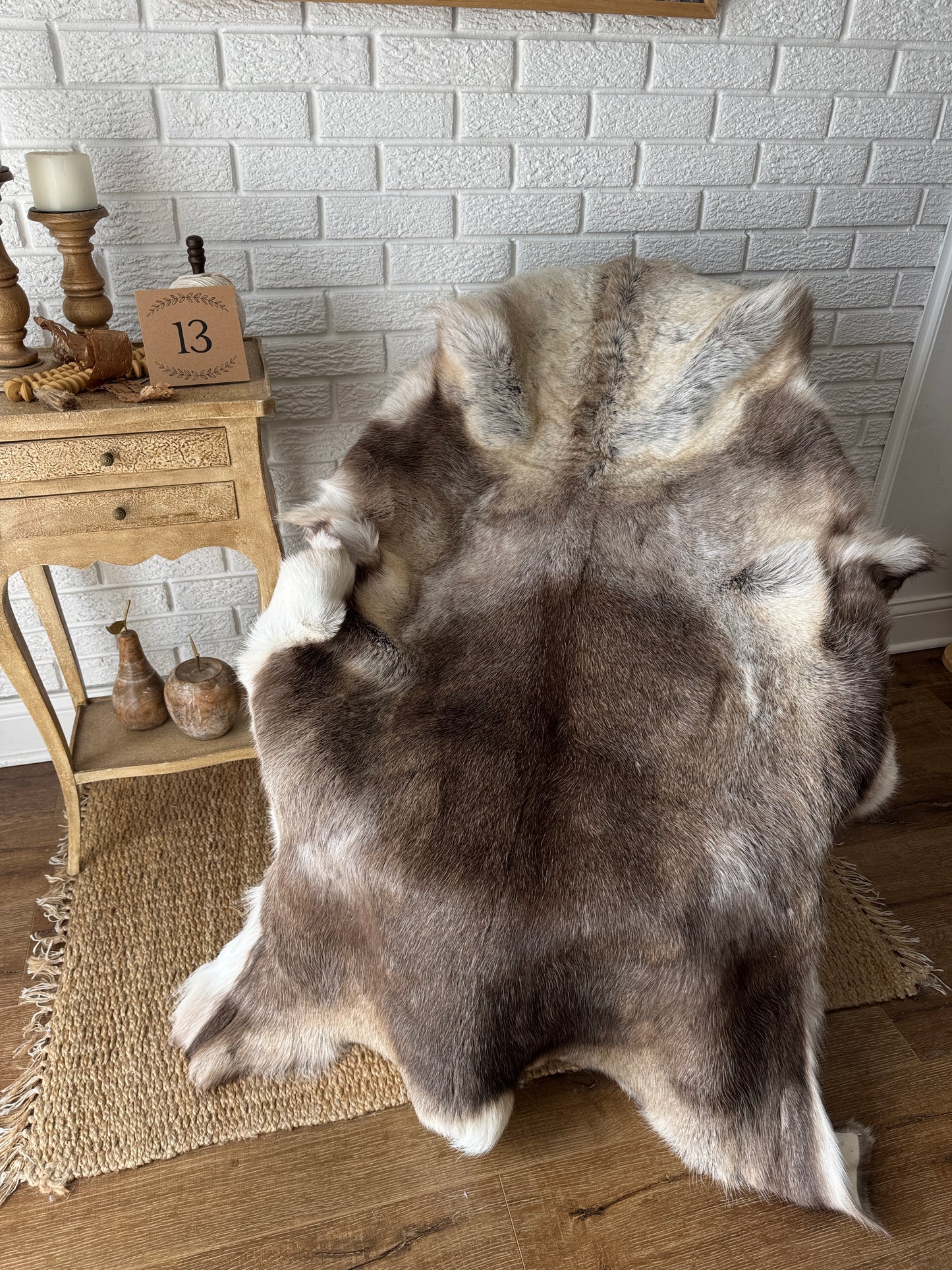 Authentic Reindeer Hide – Luxuriously Large with Natural Dark Markings | Natural Rug REN