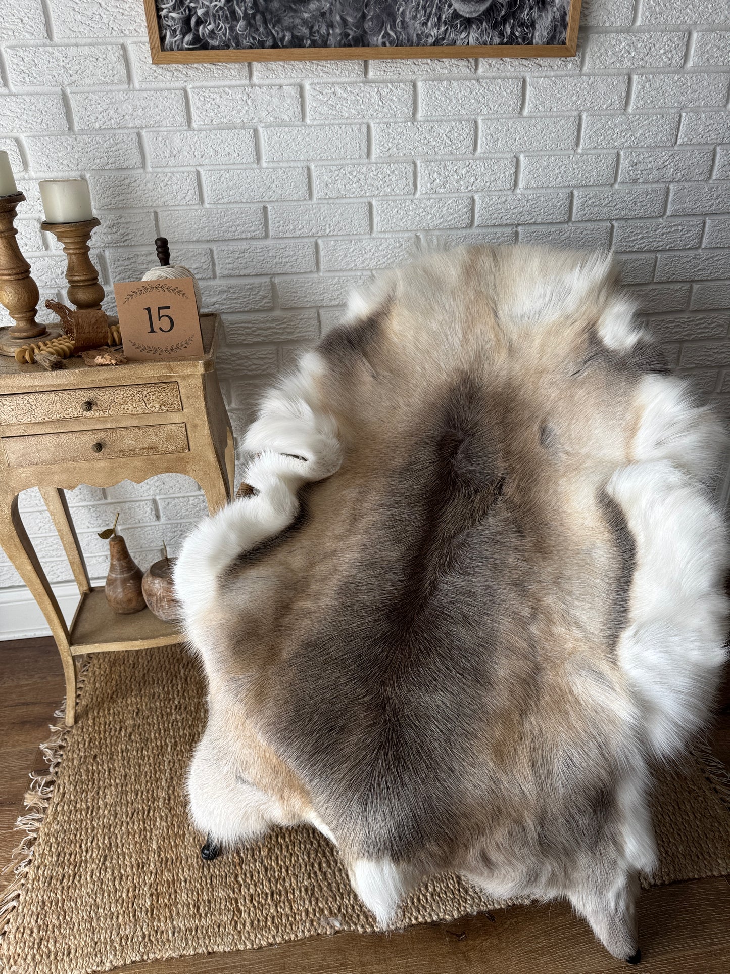 Authentic Reindeer Hide – Luxuriously Large with Natural Dark Markings | Natural Rug REN