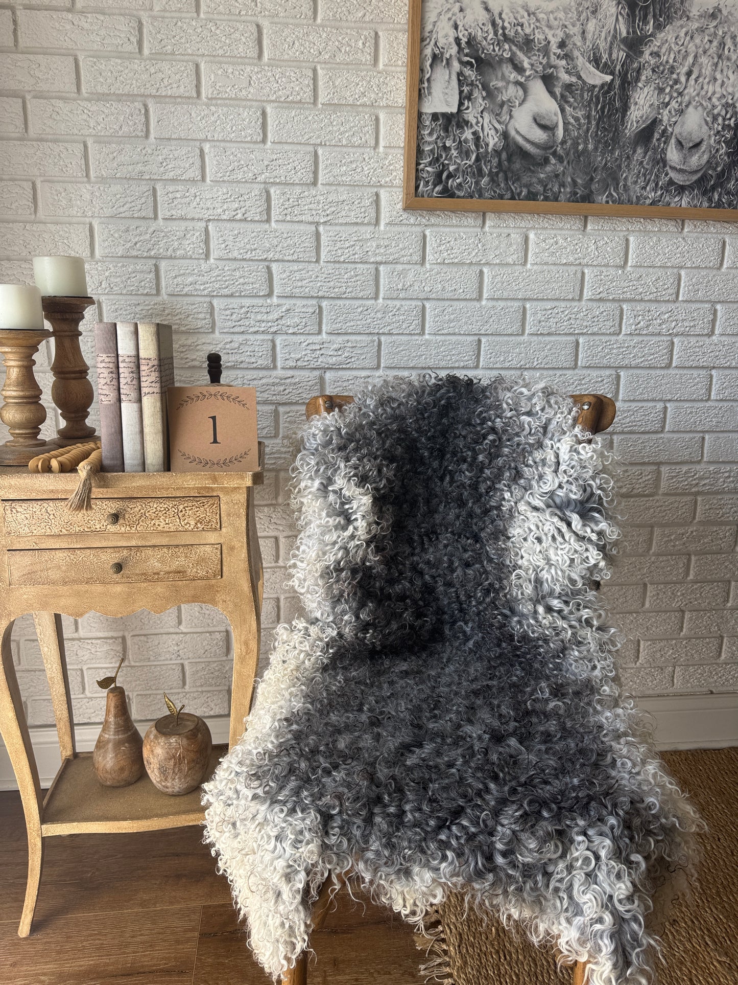 Follkee Gotland Sheepskin Rug & Couch Throw – Luxurious Natural , HandMade Curly natural beauty