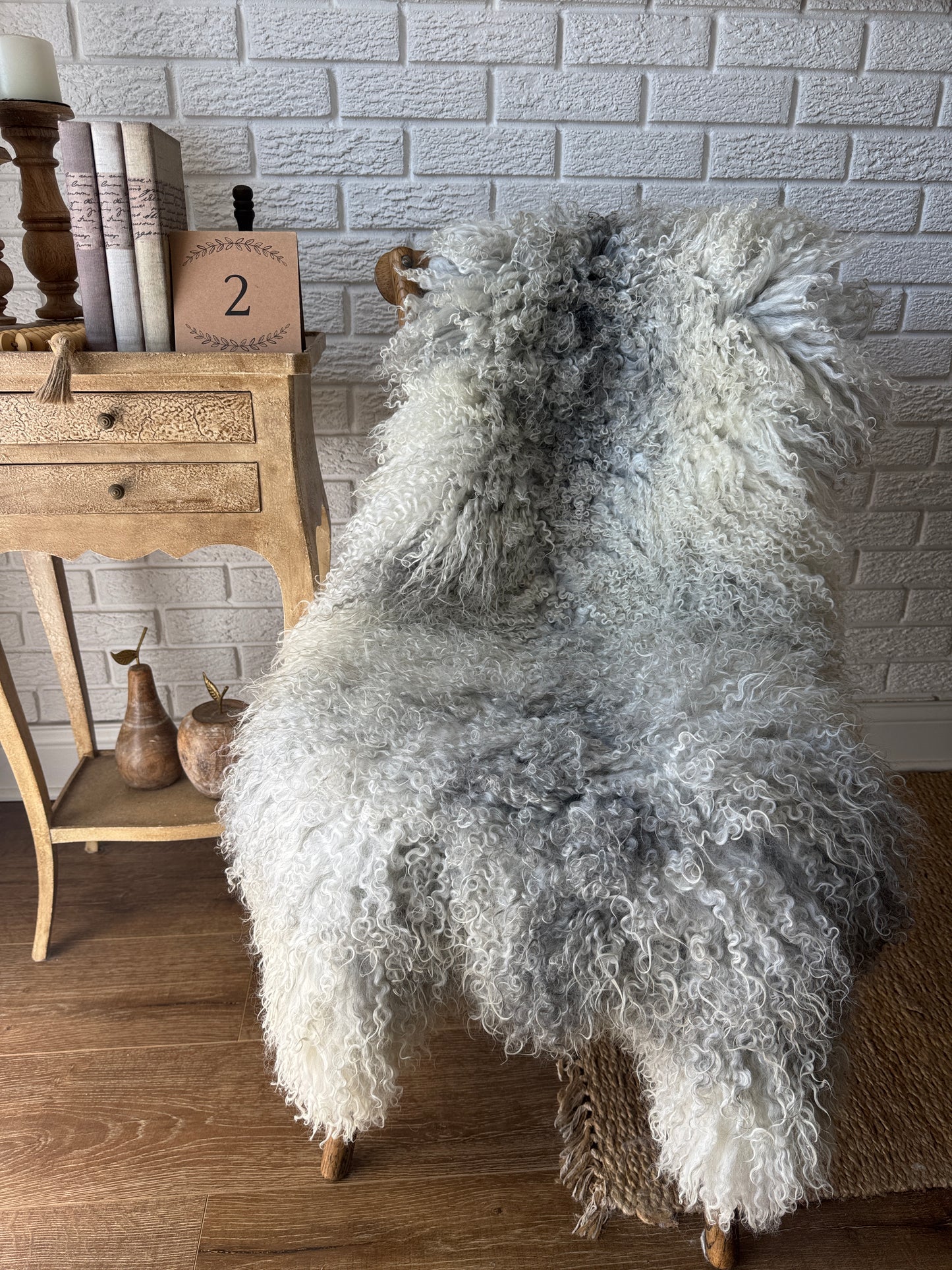 Follkee Gotland Sheepskin Rug & Couch Throw – Luxurious Natural , HandMade Curly natural beauty