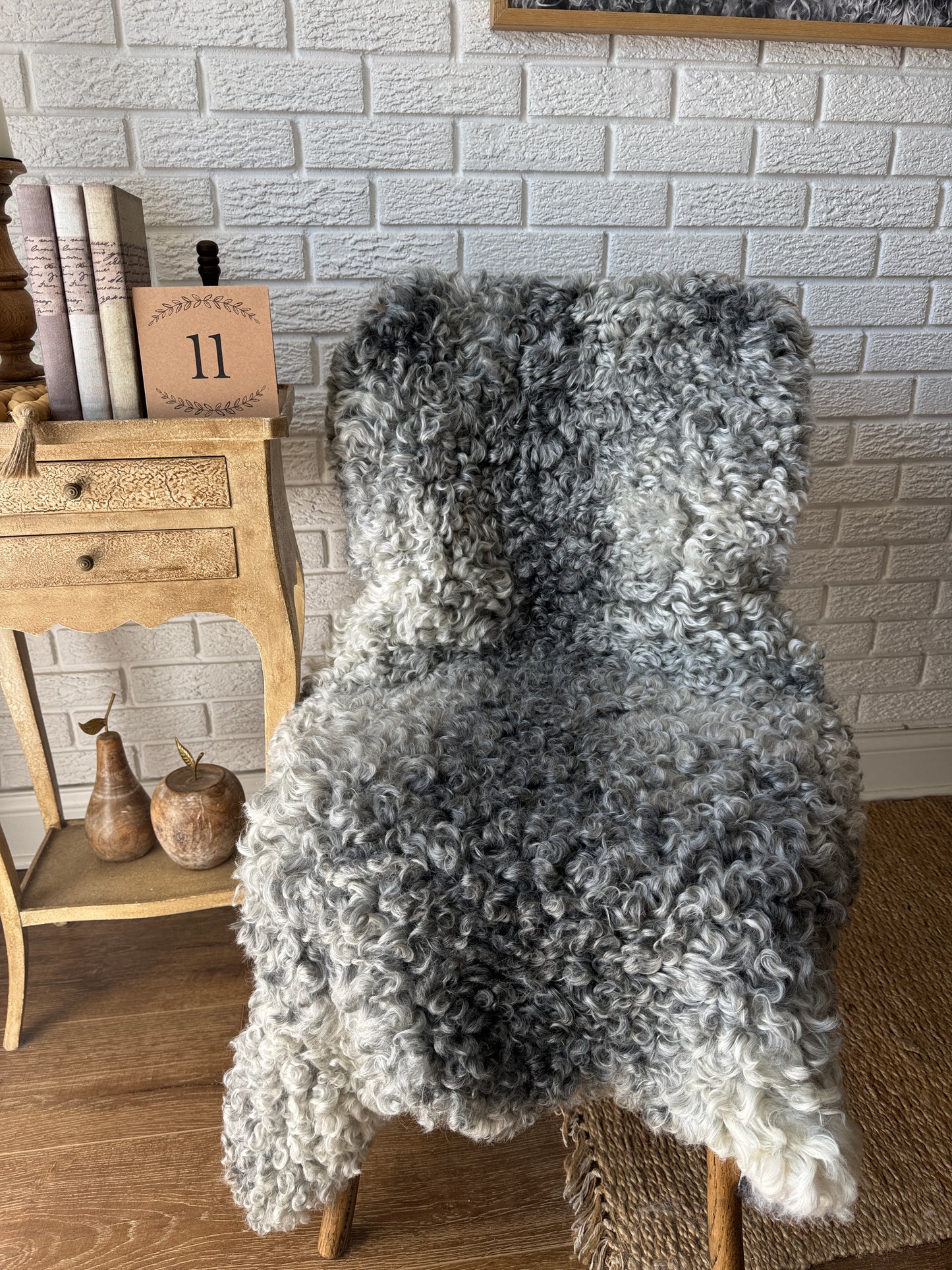 Follkee Gotland Sheepskin Rug & Couch Throw – Luxurious Natural , HandMade Curly natural beauty