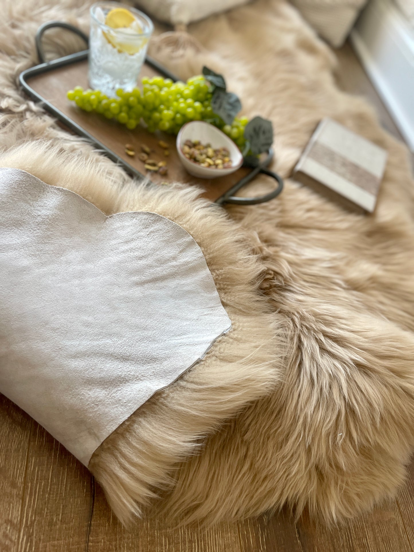 Follkee Sheepskin, Champagne Icelandic Sheepskin, sheepskin rug throw, natural sheepskin, real sheepskin rug