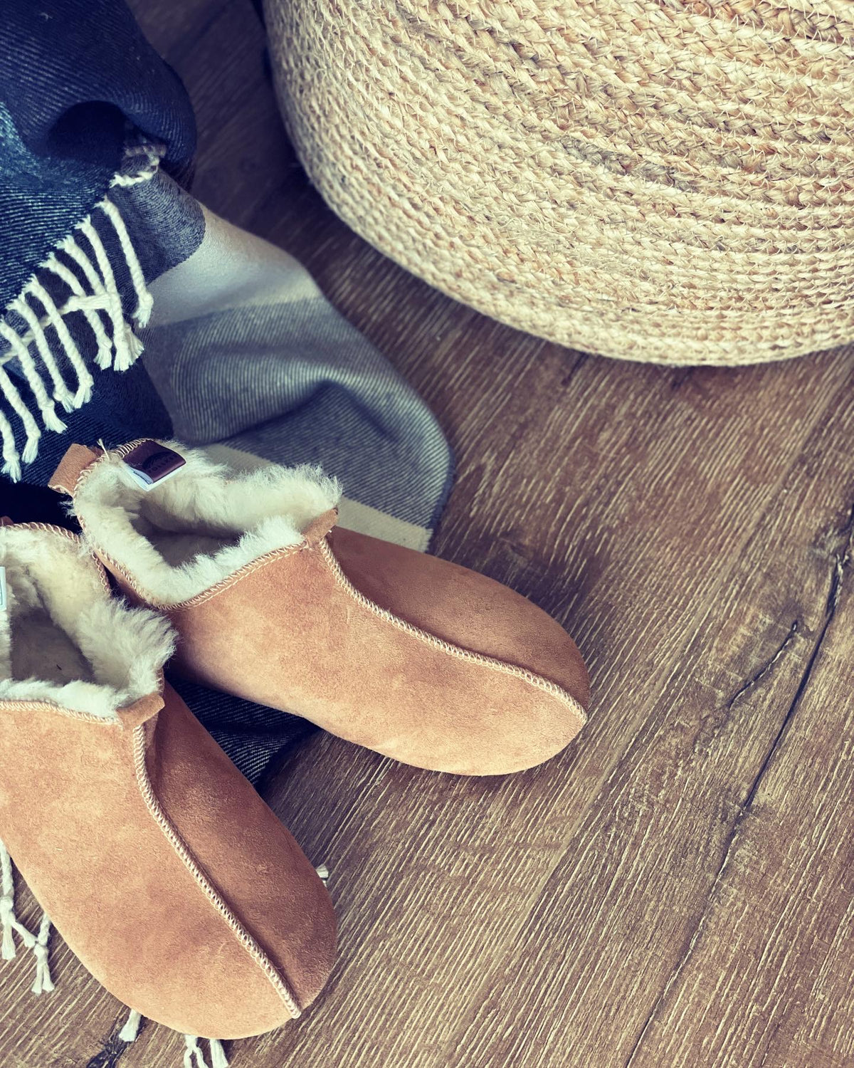 Natural Sheepskin Slippers with Leather Soles – 100% Natural Wool Barefoot House Shoes