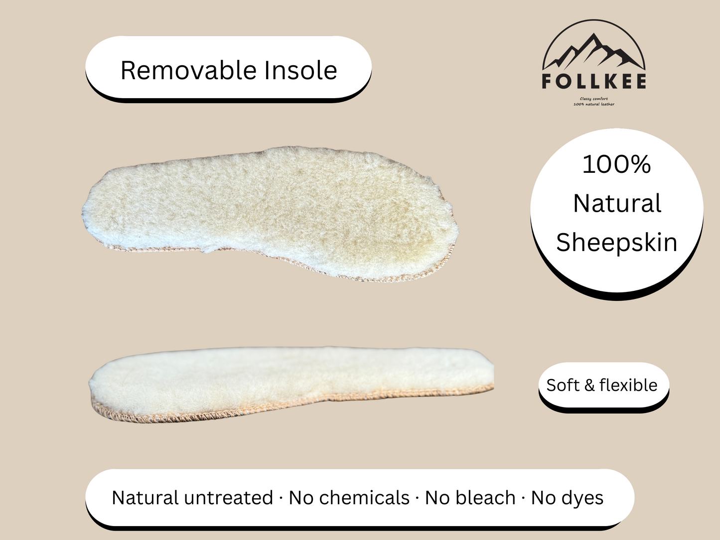 Wool Insoles, Sheepskin Shoe and Slippers Insole 100% MERINO WOOL